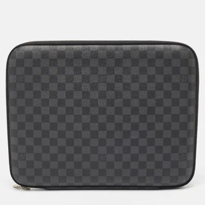 Pre-owned Louis Vuitton Damier Graphite Canvas Laptop Sleeve In Black