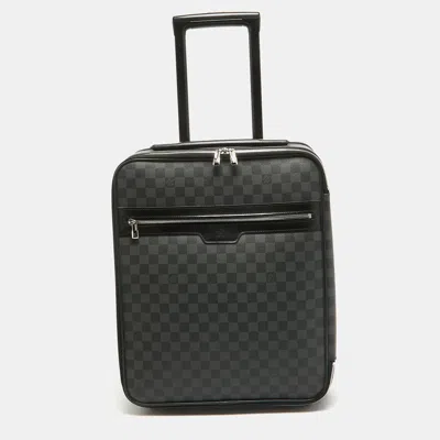 Pre-owned Louis Vuitton Damier Graphite Canvas Pegase 45 Luggage In Grey