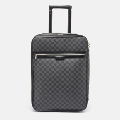 Pre-owned Louis Vuitton Damier Graphite Canvas Pegase 55 Luggage In Black