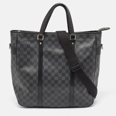 Pre-owned Louis Vuitton Damier Graphite Canvas Tadao Bag In Black