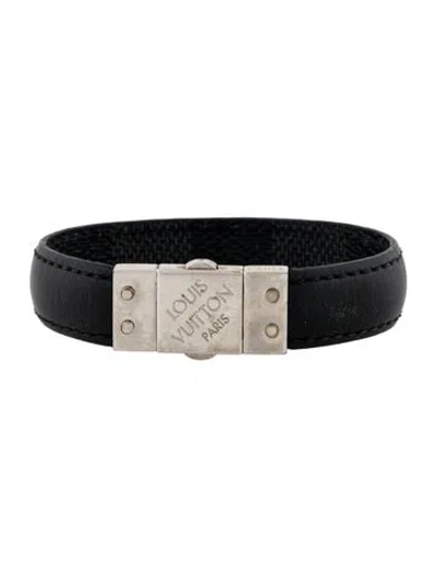 Pre-owned Louis Vuitton Damier Graphite Check It Reversible Bracelet, 7" In Multi