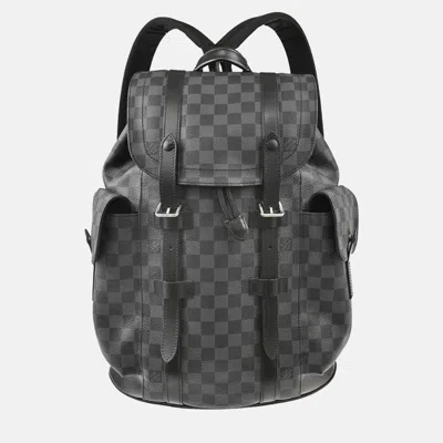 Pre-owned Louis Vuitton Damier Graphite Christopher Backpack In Black