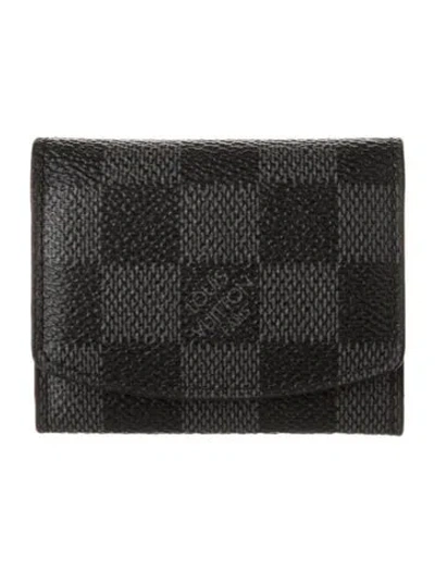 Pre-owned Louis Vuitton Damier Graphite Cufflink Holder In Grey