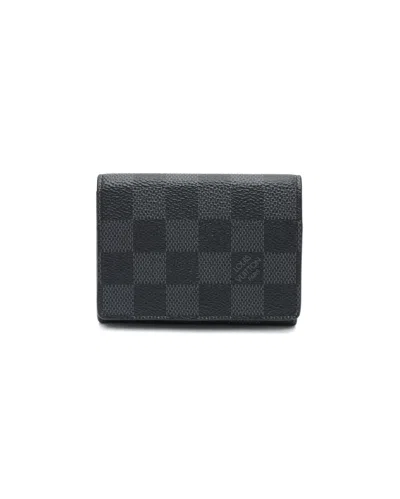 Pre-owned Louis Vuitton Damier Graphite Flap Card Holder In Black