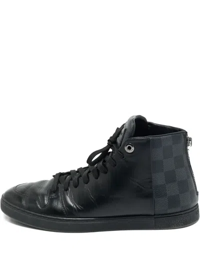 Pre-owned Louis Vuitton Damier Graphite High-top Sneakers In Black