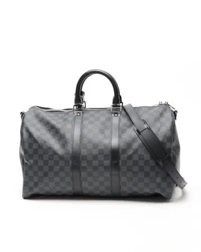 Pre-owned Louis Vuitton Damier Graphite Keepall Bandoulière 45 Weekend Bag In Gray