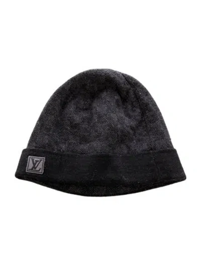Pre-owned Louis Vuitton Damier Graphite Knit Beanie In Black