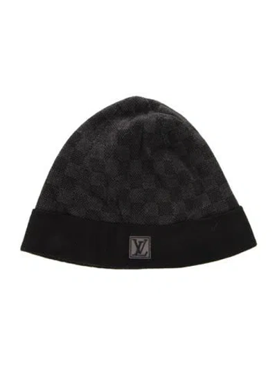 Pre-owned Louis Vuitton Damier Graphite Knit Beanie In Black