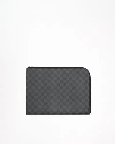 Pre-owned Louis Vuitton Damier Graphite Laptop Case, Size 15-inch In Black