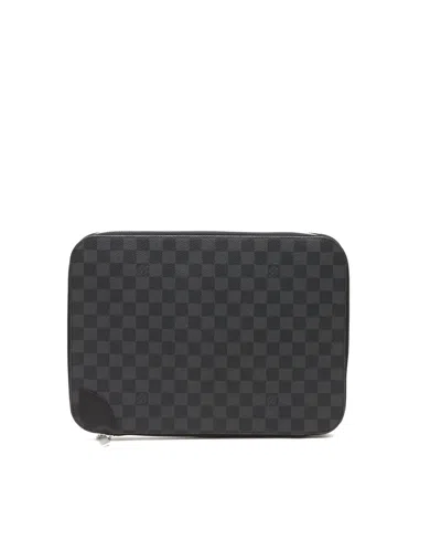 Pre-owned Louis Vuitton Damier Graphite Laptop Case, Size 15-inch In Gray