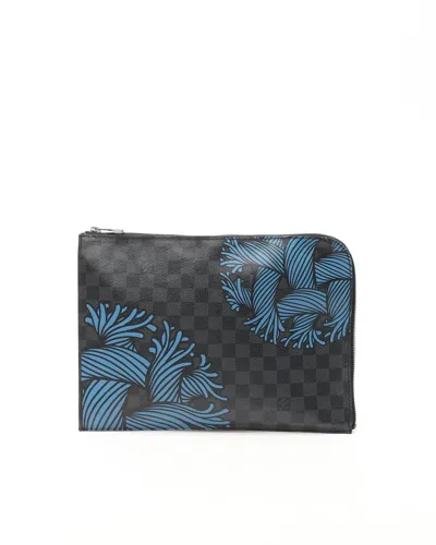 Pre-owned Louis Vuitton Damier Graphite Laptop Case, Size 15-inch In Multi