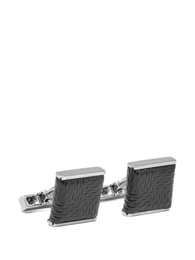 Pre-owned Louis Vuitton Damier Graphite Leather Cufflinks In Silver