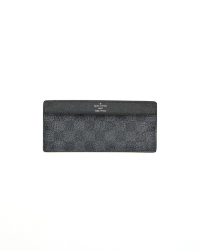 Pre-owned Louis Vuitton Damier Graphite Long Card Holder In Black