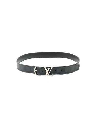 Pre-owned Louis Vuitton Damier Graphite Lv Belt, Size 100 In Black