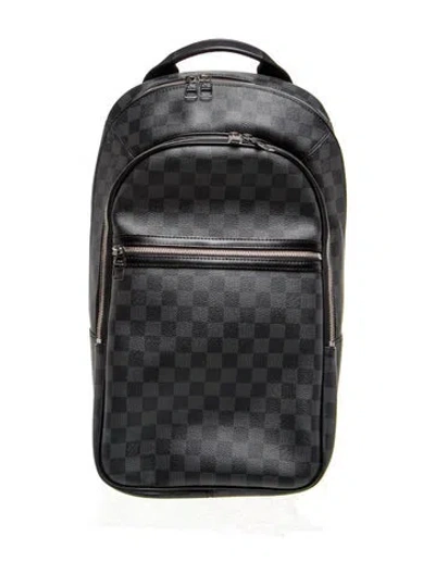 Pre-owned Louis Vuitton Damier Graphite Michael Backpack In Gray