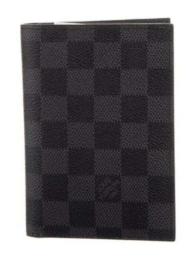 Pre-owned Louis Vuitton Damier Graphite Passport Cover In Black