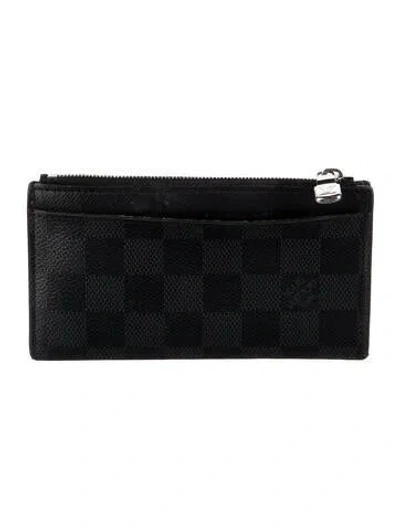 Pre-owned Louis Vuitton Damier Graphite Pattern Card Holder In Black