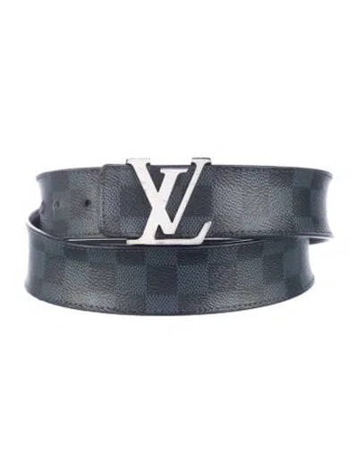 Pre-owned Louis Vuitton Damier Graphite Pattern Coated Canvas Belt In Blue