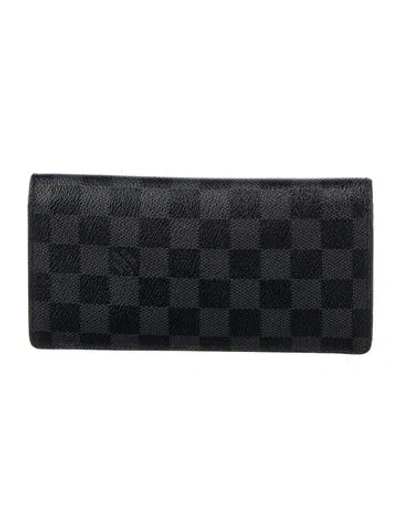 Pre-owned Louis Vuitton Damier Graphite Pattern Coated Canvas Brazza Wallet In Black
