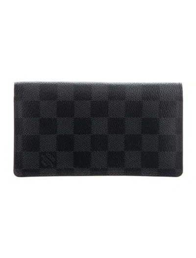 Pre-owned Louis Vuitton Damier Graphite Pattern Coated Canvas Brazza Wallet In Black/grey
