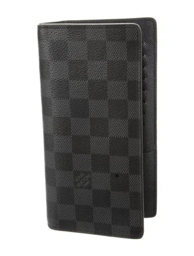 Pre-owned Louis Vuitton Damier Graphite Pattern Coated Canvas Brazza Wallet In Gray