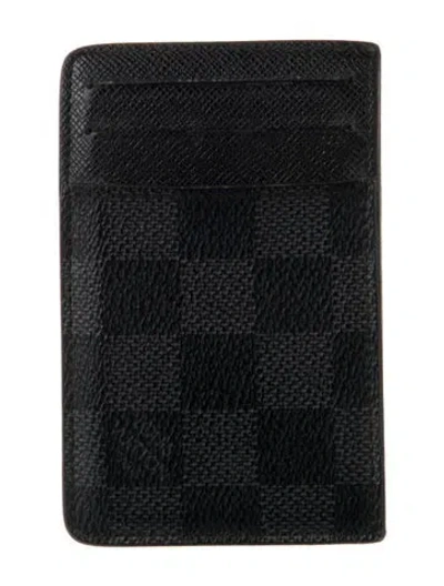 Pre-owned Louis Vuitton Damier Graphite Pattern Coated Canvas Card Case In Black