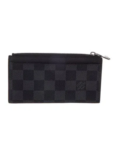 Pre-owned Louis Vuitton Damier Graphite Pattern Coated Canvas Card Case In Black