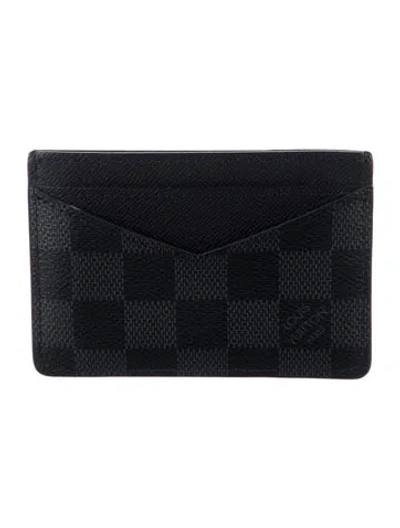 Pre-owned Louis Vuitton Damier Graphite Pattern Coated Canvas Card Case In Grey