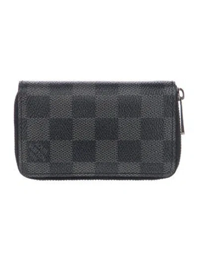 Pre-owned Louis Vuitton Damier Graphite Pattern Coated Canvas Zippy Coin Purse In Black