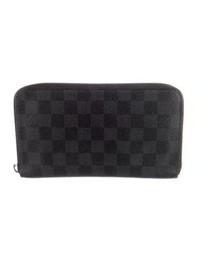 Pre-owned Louis Vuitton Damier Graphite Pattern Coated Canvas Zippy Organizer Wallet In Black