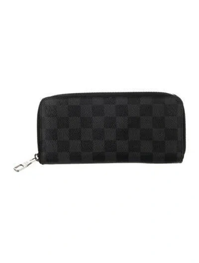 Pre-owned Louis Vuitton Damier Graphite Pattern Coated Canvas Zippy Wallet In Black