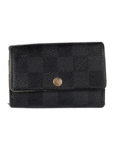 Pre-owned Louis Vuitton Damier Graphite Pattern Empreinte Leather Coin Pouch In Black