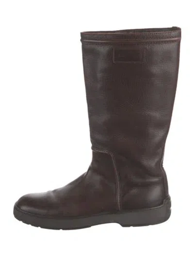 Pre-owned Louis Vuitton Damier Graphite Pattern Leather Boots In Brown