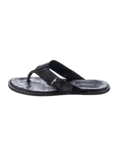 Pre-owned Louis Vuitton Damier Graphite Pattern Leather Flip Flops In Black