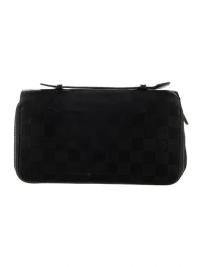 Pre-owned Louis Vuitton Damier Graphite Pattern Leather Wallet In Black