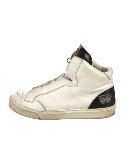 Pre-owned Louis Vuitton Damier Graphite Pattern Leather Wedge Sneakers In White