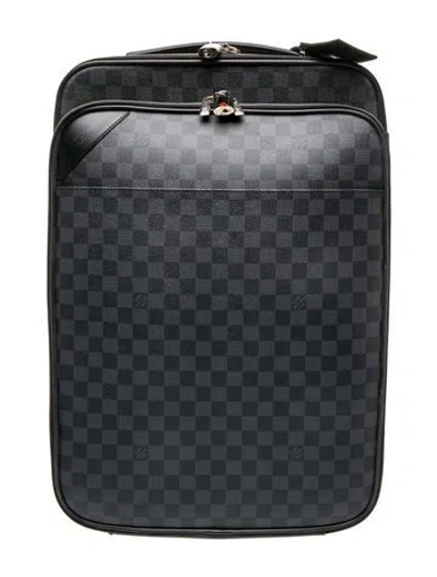 Pre-owned Louis Vuitton Damier Graphite Pégase 55 Suitcase In Gray