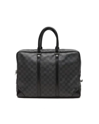Pre-owned Louis Vuitton Damier Graphite Porte Documents Voyages Bag In Black