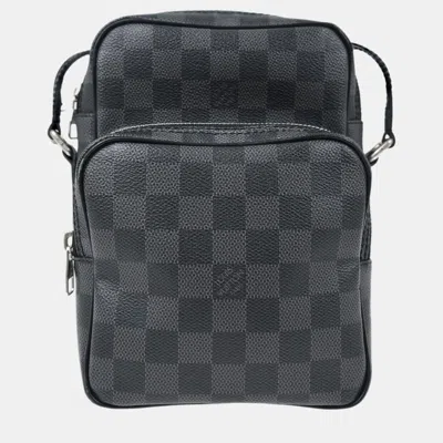 Pre-owned Louis Vuitton Damier Graphite Rem Shoulder Bag In Black