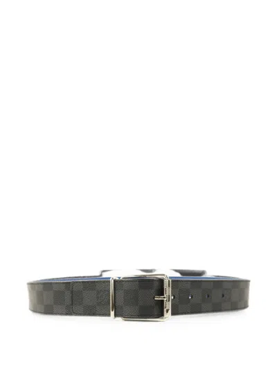Pre-owned Louis Vuitton Damier Graphite Reversible Belt In Gray