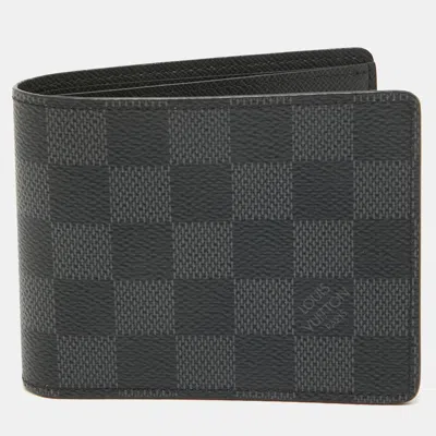 Pre-owned Louis Vuitton Damier Graphite Slender Wallet In Black