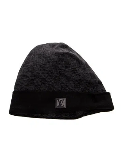 Pre-owned Louis Vuitton Damier Graphite Wool Beanie In Black