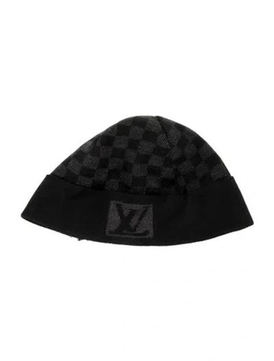 Pre-owned Louis Vuitton Damier Graphite Wool Beanie In Black/grey