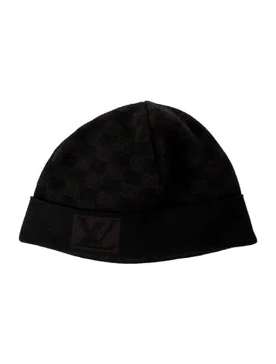Pre-owned Louis Vuitton Damier Graphite Wool Beanie In Brown