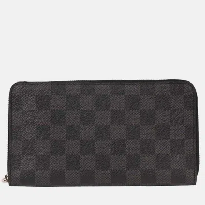 Pre-owned Louis Vuitton Damier Graphite Zippy Organizer Wallet In Black