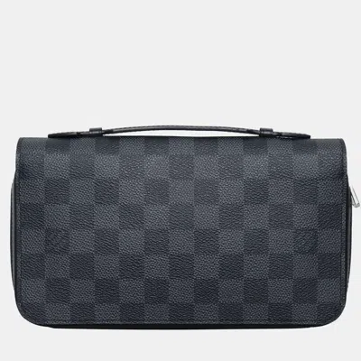 Pre-owned Louis Vuitton Damier Graphite Zippy Xl Wallet In Black