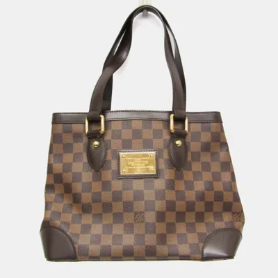 Pre-owned Louis Vuitton Damier Hampstead Pm Handbag Ebene In Brown