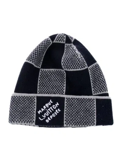 Pre-owned Louis Vuitton Damier Heritage Beanie In Blue