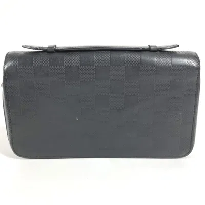 Pre-owned Louis Vuitton Damier Infini Black Damier Infini Long Wallet (bi-fold) ()