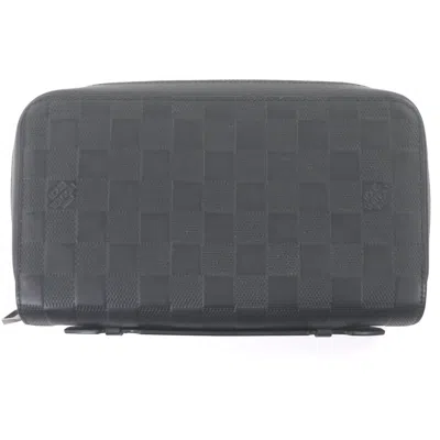 Pre-owned Louis Vuitton Damier Infini Black Leather Long Wallet (bi-fold) ()